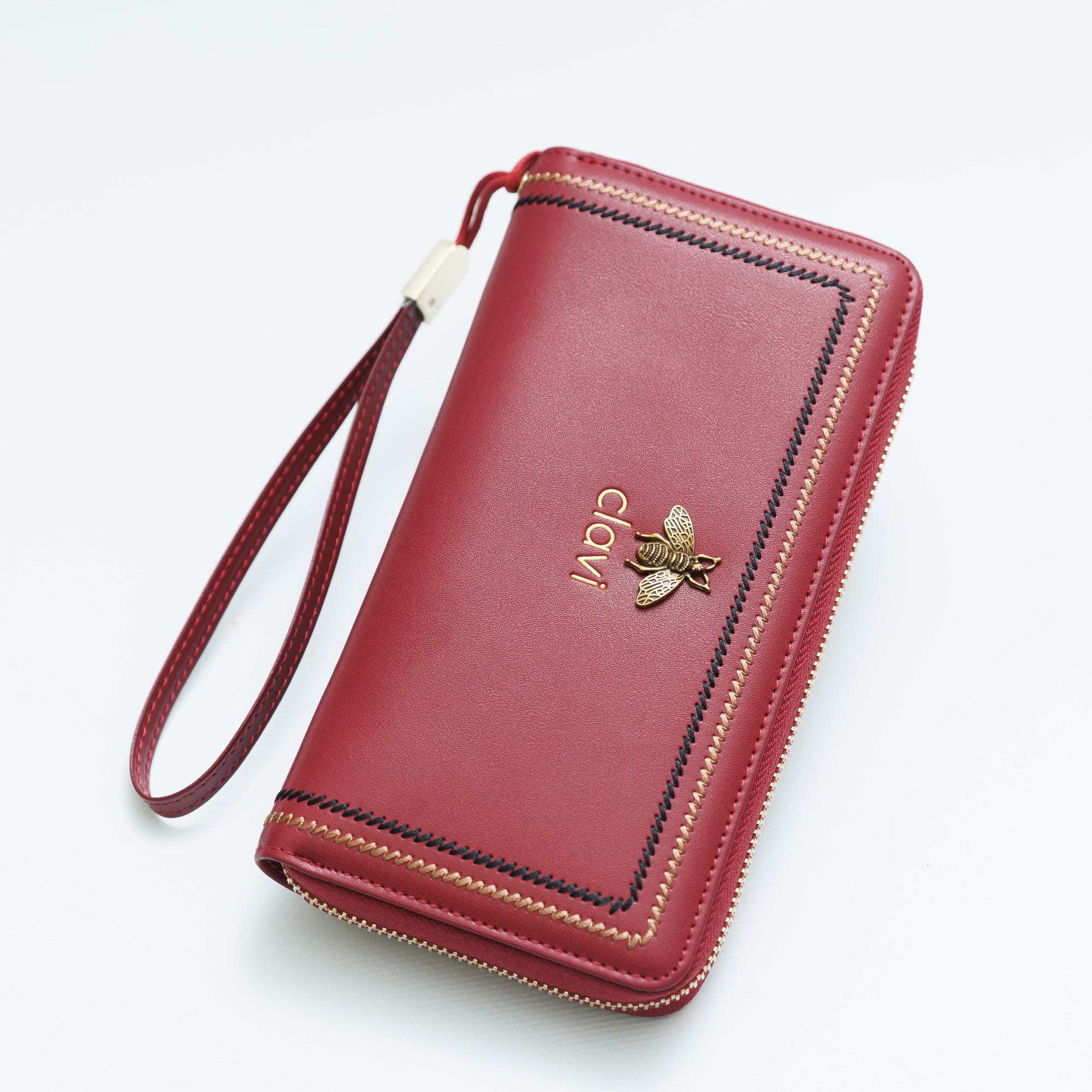 Portofel Damă Clavi din Piele Naturală – Roșu Rubin, Spațios pentru Telefon & Protecție RFID (Cutie Cadou Inclusă)