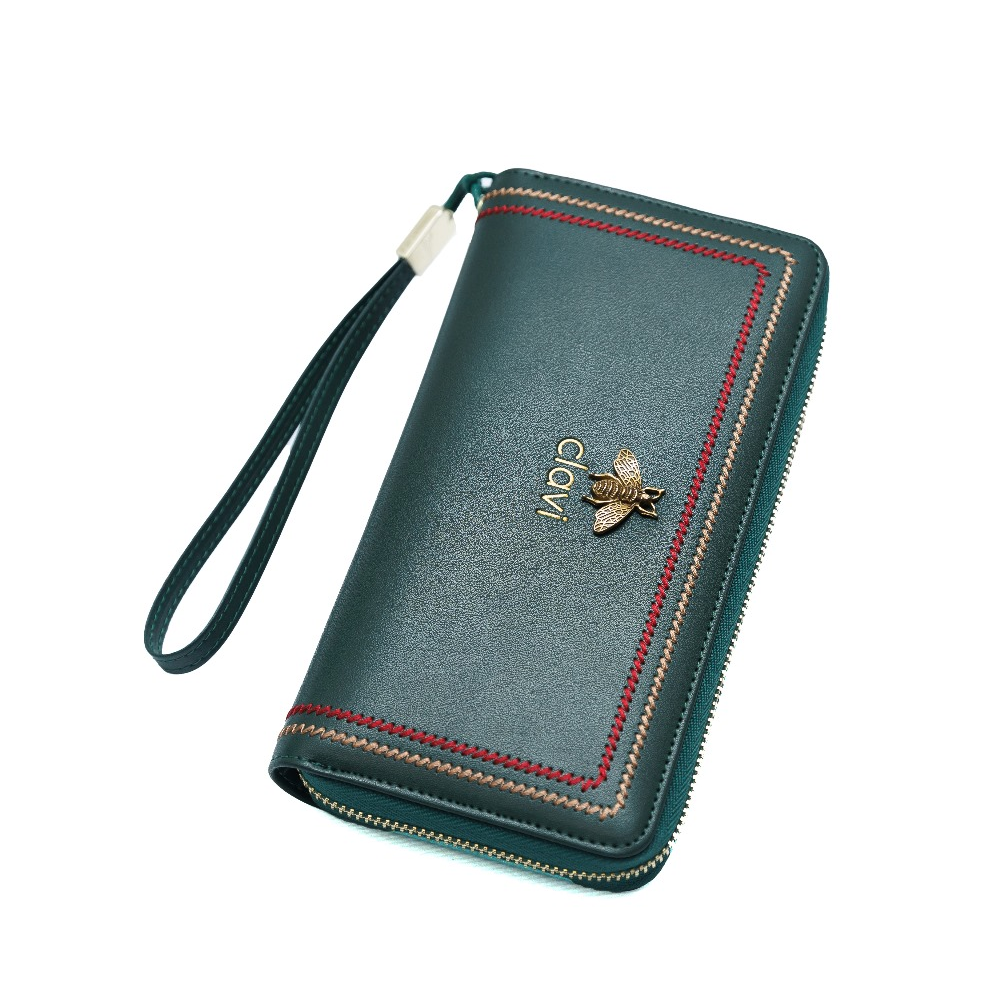 Portofel Damă Clavi din Piele Naturală, Verde Închis Forest – Spațios pentru Telefon, Protecție RFID & Cutie Cadou