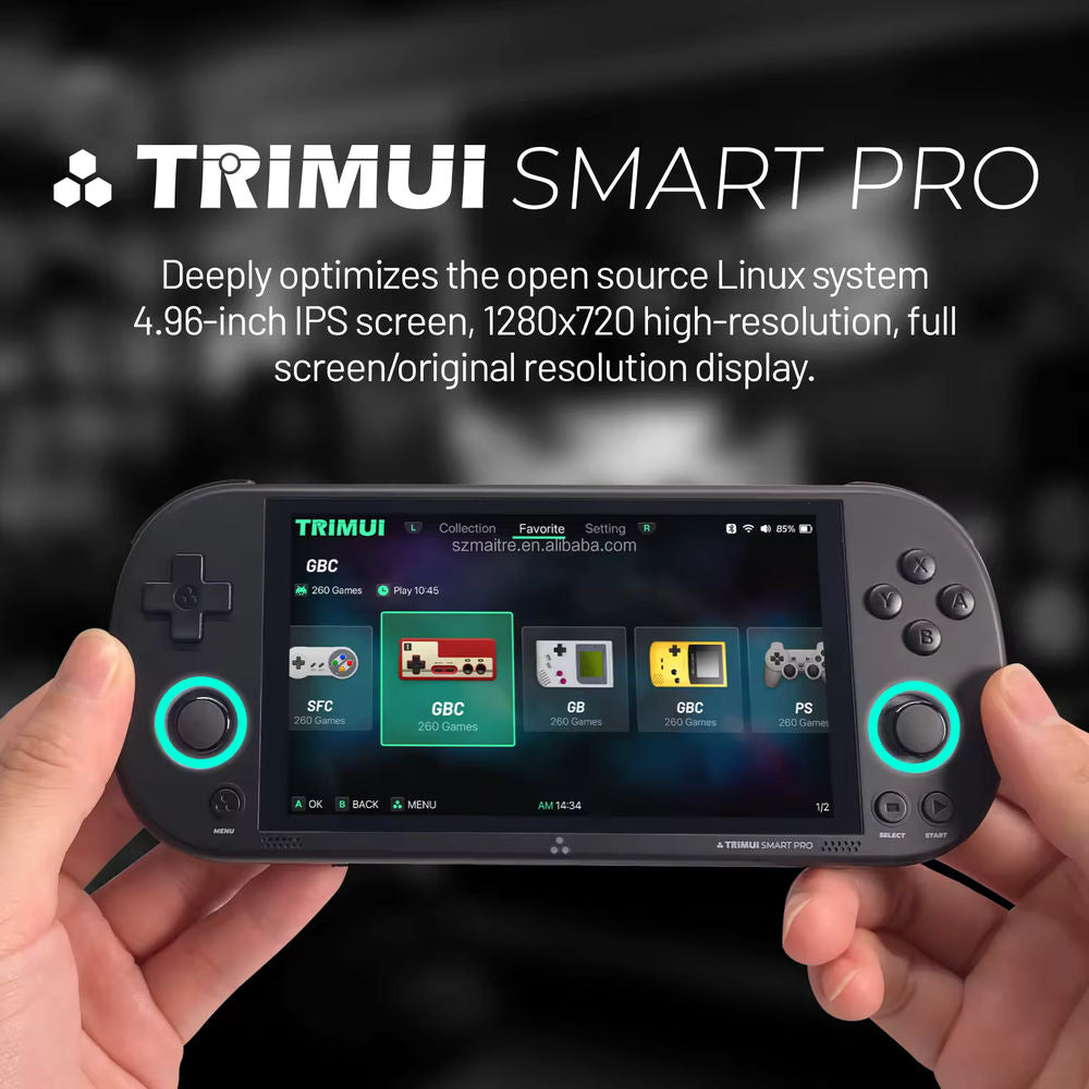 <b>TRIMUI Smart Pro 64GB</b> quad core 1.8GHz, 1GB LPDDR4, 4.96" 1280x720, 5000mAh, Bluetooth, WiFi 5, negru