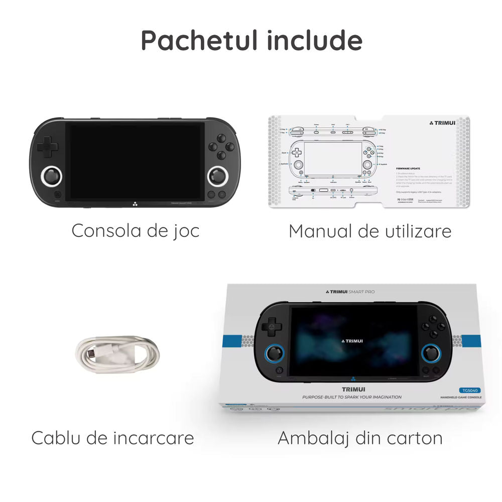 <b>TRIMUI Smart Pro 64GB</b> quad core 1.8GHz, 1GB LPDDR4, 4.96" 1280x720, 5000mAh, Bluetooth, WiFi 5, negru