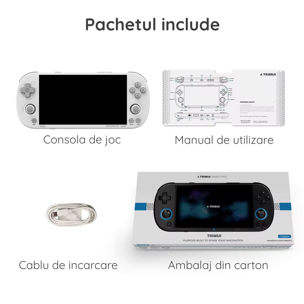 <b>TRIMUI Smart Pro 64GB</b> quad core 1.8GHz, 1GB LPDDR4, 4.96" 1280x720, 5000mAh, Bluetooth, WiFi 5, alb