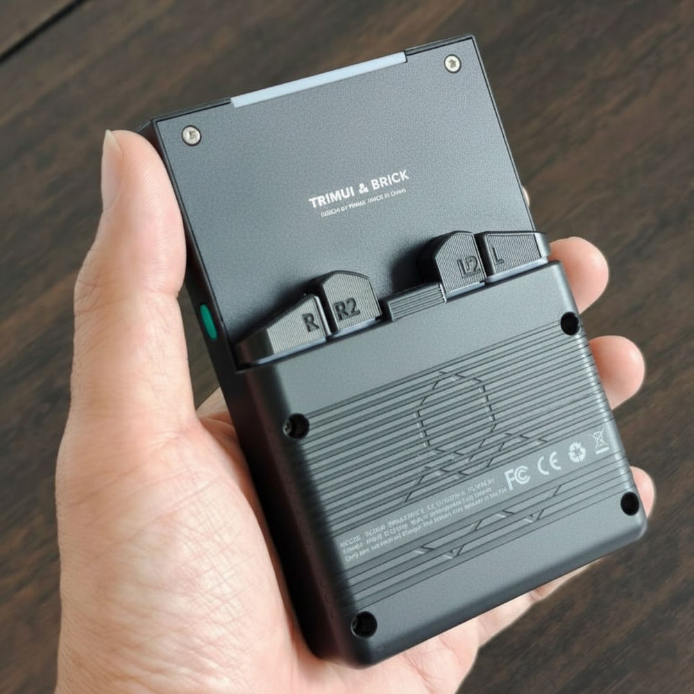 Consola retro portabila TRIMUI Brick 64GB cu jocuri, quad core Cortex-A53 2.0GHz, 1GB RAM, IPS LCD 3.2" 1024x768 4:3, acumulator 3000 mAh, WiFi, Bluetooth, negru